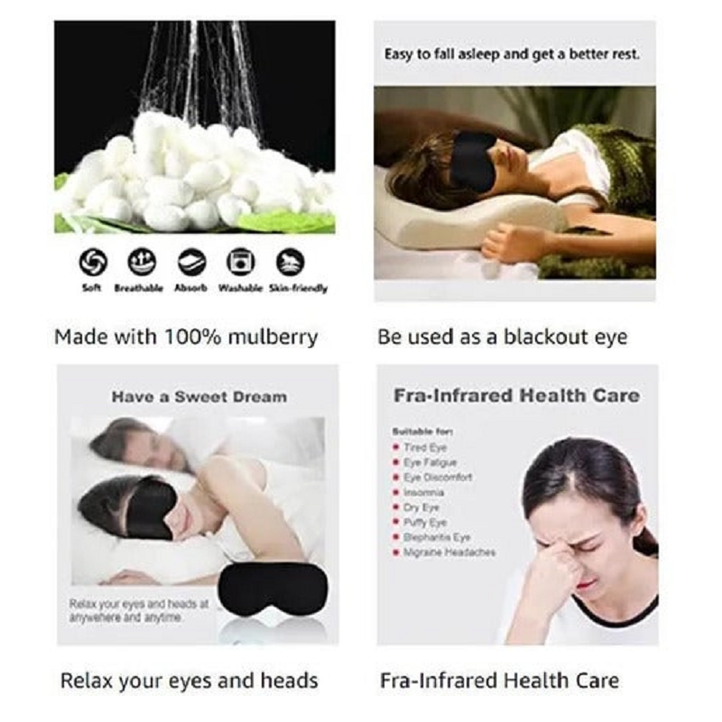 Usb Heated Eye Mask Reusable Silk Steaming Massager For Sleeping Puffiness Anti Dark Circle Patch Care