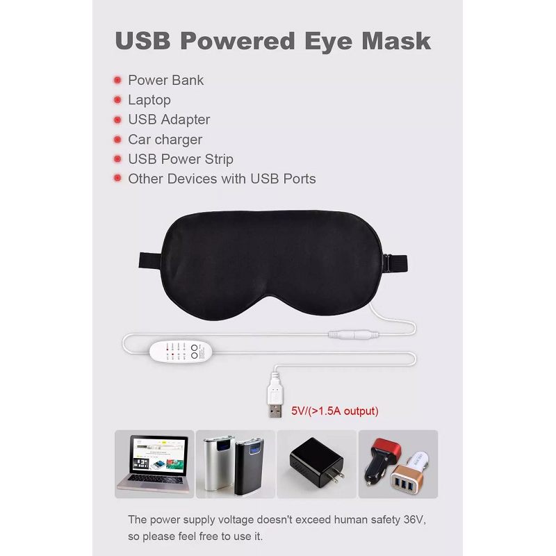 Usb Heated Eye Mask Reusable Silk Steaming Massager For Sleeping Puffiness Anti Dark Circle Patch Care
