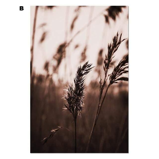Whimsical Canvas Vintage Botanical Grass Wall Art Home Decor