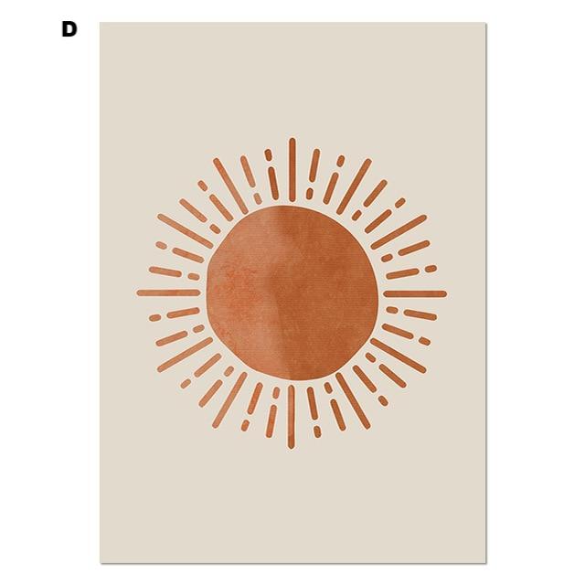 Celestial Canvas Abstract Lanscape Sun Moon Prints