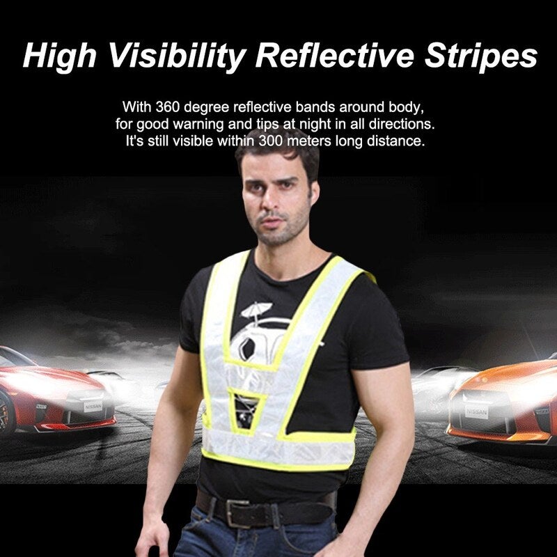 V Shape Safety Reflective Vest For Traffic Construction Night Running Jogging Cycling Stay Visible