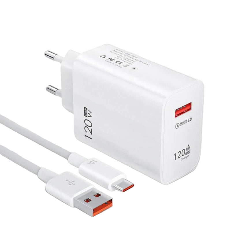 120W Usb C Fast Charger Huawei Samsung Xiaomi Compatible With Qc3.0 Type Cable 10A Eu White