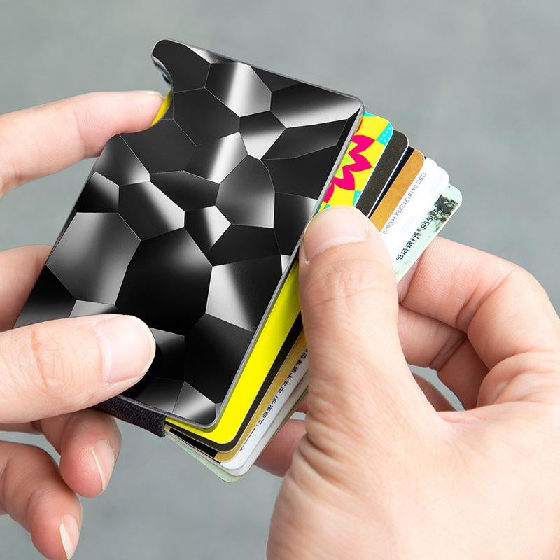 Anti-Magnetic Metal Card Holder For Multiple Cards Large Diamond Pattern