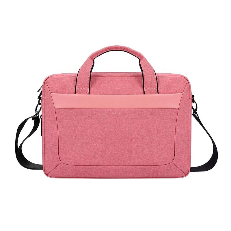 Expandable Laptop Bag - Waterproof Oxford Cloth Detachable Shoulder Strap Pink