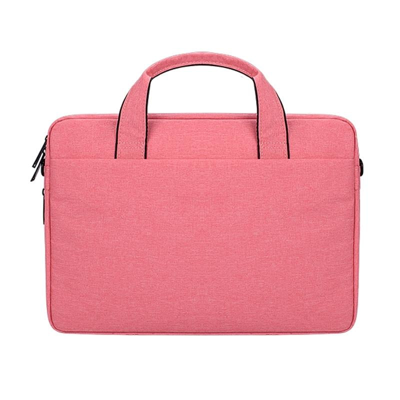 Expandable Laptop Bag - Waterproof Oxford Cloth Detachable Shoulder Strap Pink