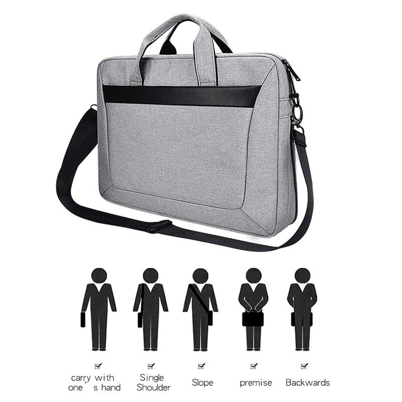 Expandable Laptop Bag - Waterproof Oxford Cloth Detachable Shoulder Strap Pink