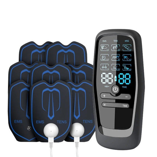 Dual Output Ems / Tens Massage Device With 9 Modes And Type C Charging 8 Adhesive Pads