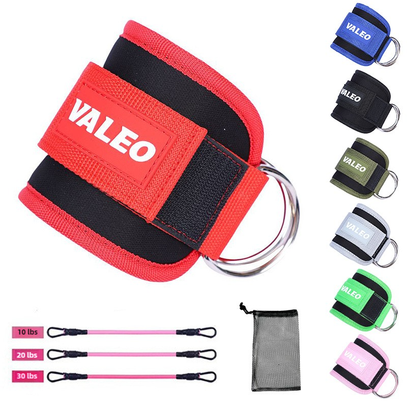 Pink Set (2 Ankle Straps + 3 Elastic Ropes 1 Mesh Bag) Adjustable For Leg And Glute Training Eva Padded Gym Foot