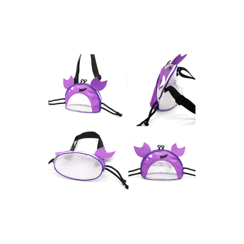 3 Pcs Red Cute Crab Mesh Beach Bag For Kids Shell Collecting Sand Toy