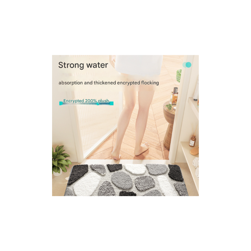 Blue Bath Mat Super Absorbent Non-Slip Bathroom Floor 40X60cm