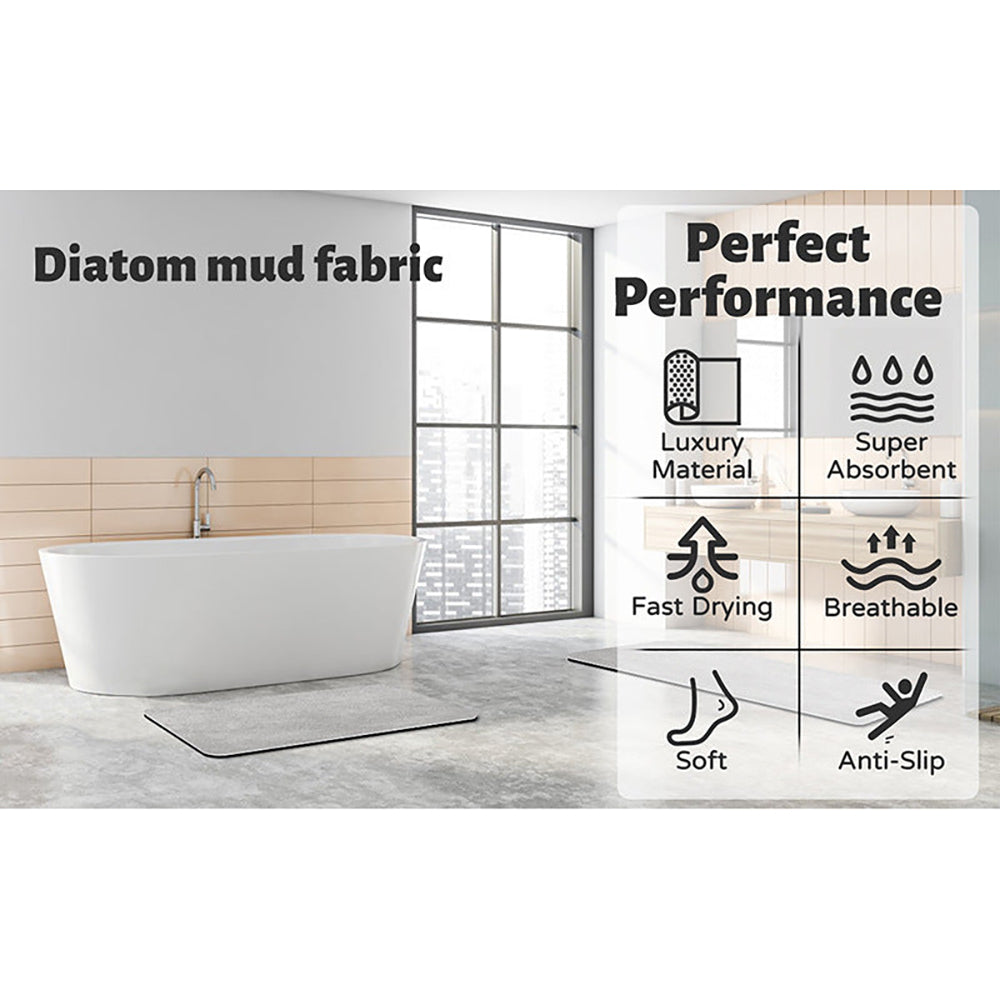 Brown Quick Dry Absorbent Non Slip Bath Rug For Bathroom Kitchen Entryway 45X70cm
