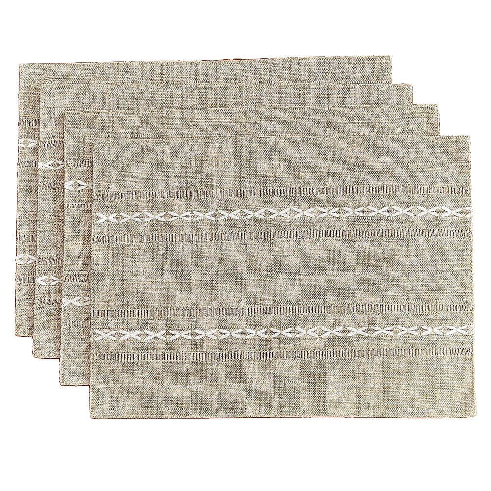 Beige Woven Placemats Heat Resistant Linen Table Mats Coasters Set