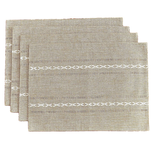 Beige Woven Placemats Heat Resistant Linen Table Mats Coasters Set