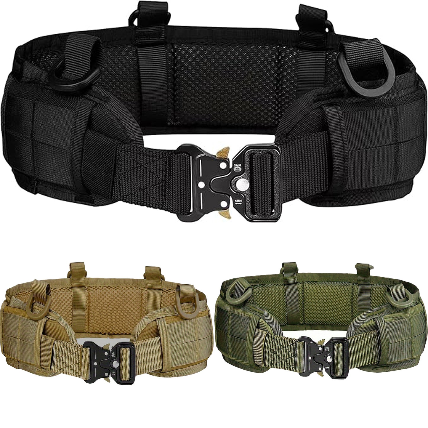Black Tactical Battle Belt Set Padded Molle Outer & Nylon Inner