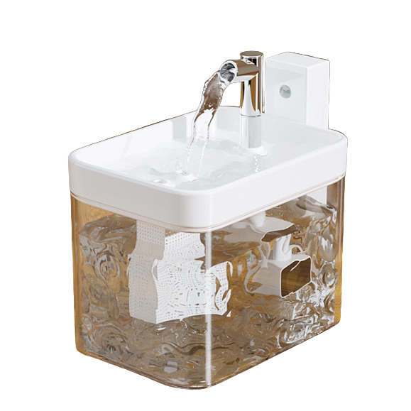 White Wireless Sensor Pet Water Fountain - 1.5L Automatic Filtered Dispenser