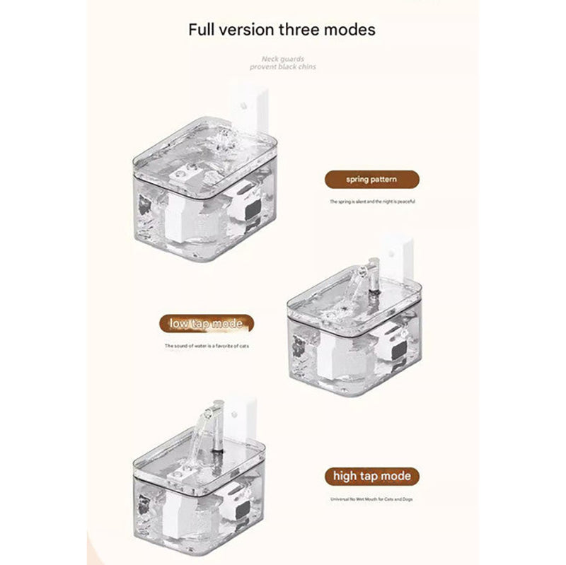White Wireless Sensor Pet Water Fountain - 1.5L Automatic Filtered Dispenser