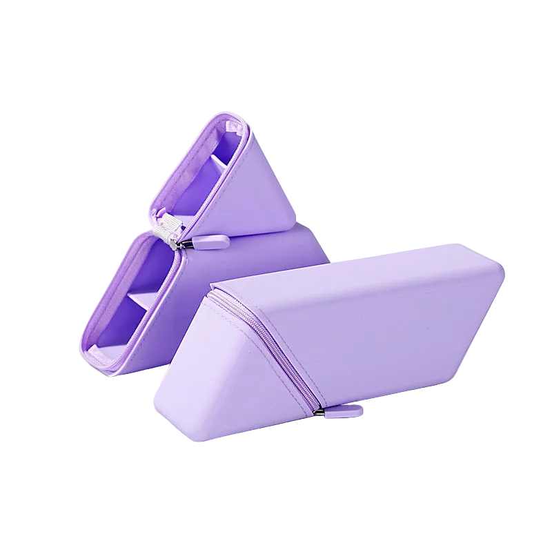 Purple Transforming Silicone Pencil Case - Stand-Up Holder & Stationery Organizer