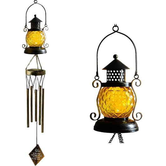 Solar Pineapple Wind Chime Light - Hanging Garden Decor