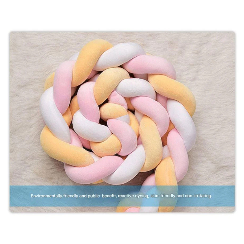 White 2M Nordic 3 Strand Hand Braided Knot Long Pillow Soft Plush Sofa Cushion Room Decor For Bedroom & Living