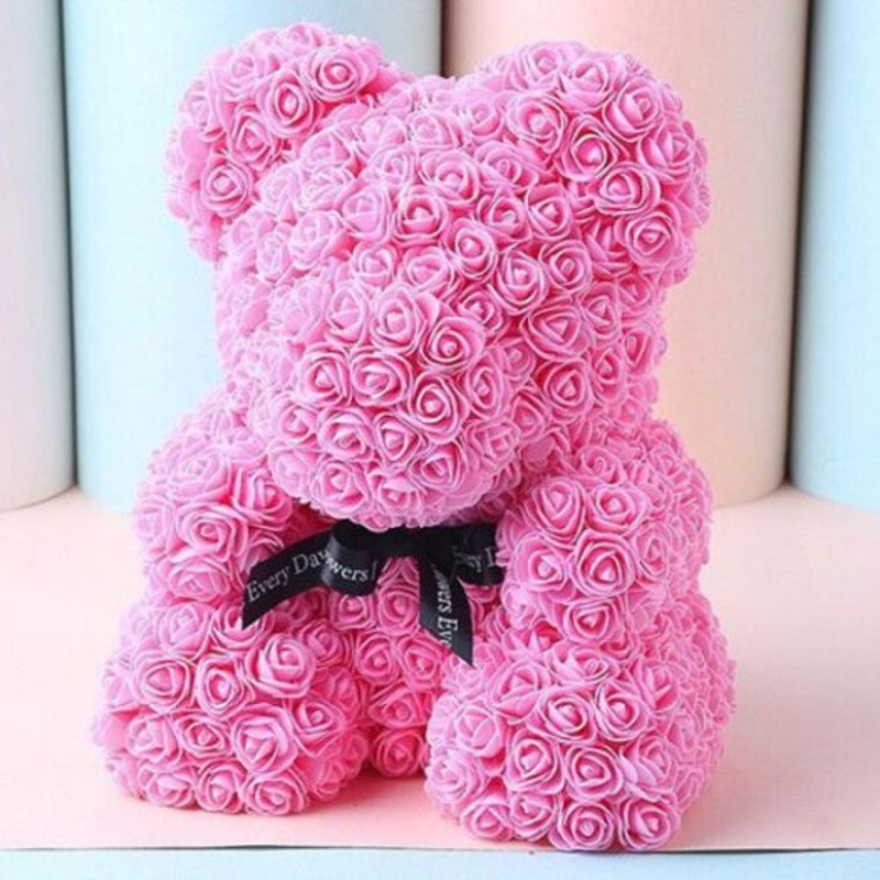 Valentine Day Gift Artificial Roses Bear Wedding Party Decoration Pink