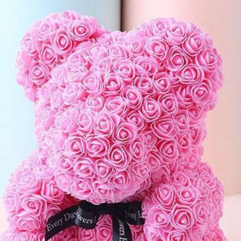 Valentine Day Gift Artificial Roses Bear Wedding Party Decoration Pink
