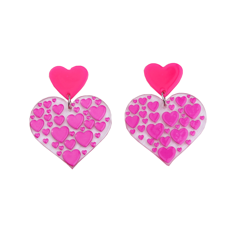 Veile Studios Valentines Day Rose Red Love Heart Earrings For Women