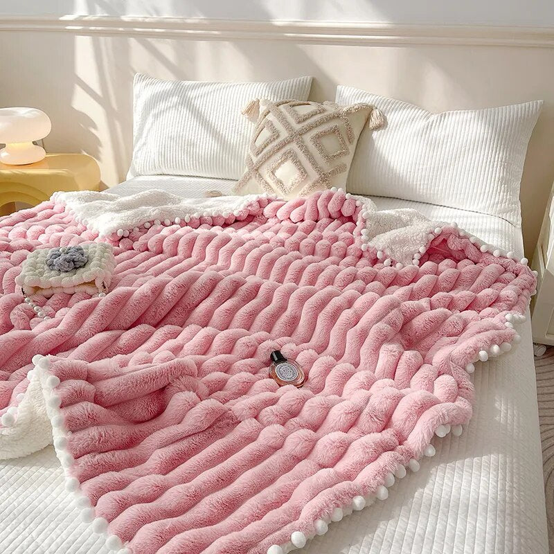 Deep Pink Tuscan Faux Fur Weighted Blanket 200X230cm For Autumn Winter
