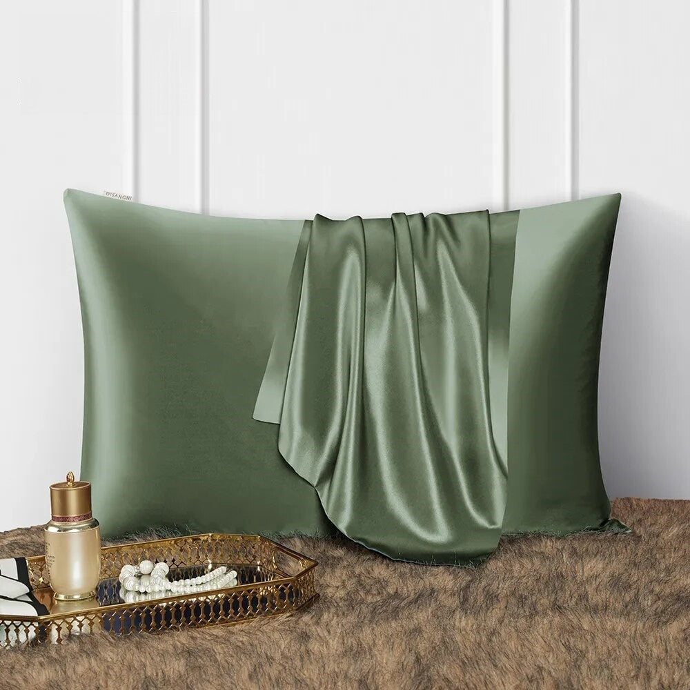 Pillowcase 51X66cm Green Mulberry Silk For Comfortable Bed Use