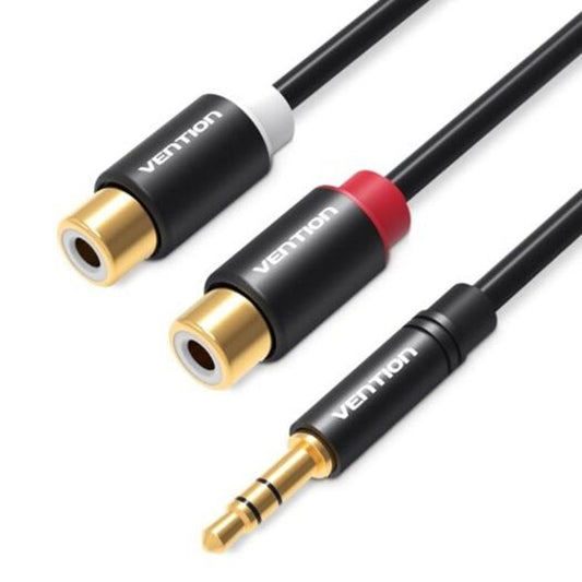 Vab R02 3.5Mm Male To 2Rca Female Stereo Audio Adapter Cable Black