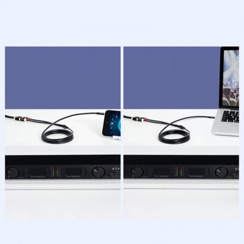 Vab R02 3.5Mm Male To 2Rca Female Stereo Audio Adapter Cable Black
