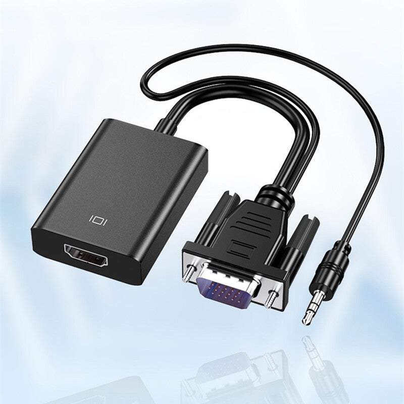 Vga To Hdmi Converter Computer Tv Adapter Cable With Audio Power Supply