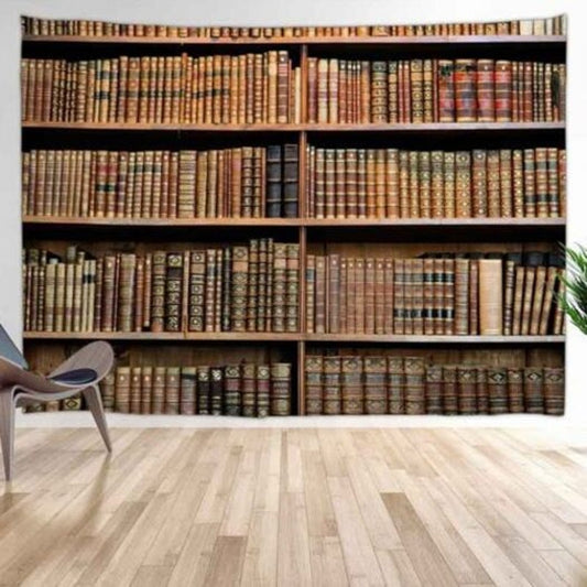 Vintage Bookshelf Digital Printing Tapestry Multi A W59 X L51 Inch