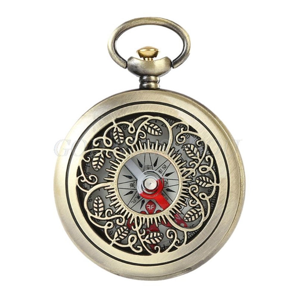 Vintage Bronze Compass Pocket Watch Design Outdoor Hiking Navigation Kid Gift Retro Metal Portable Ping