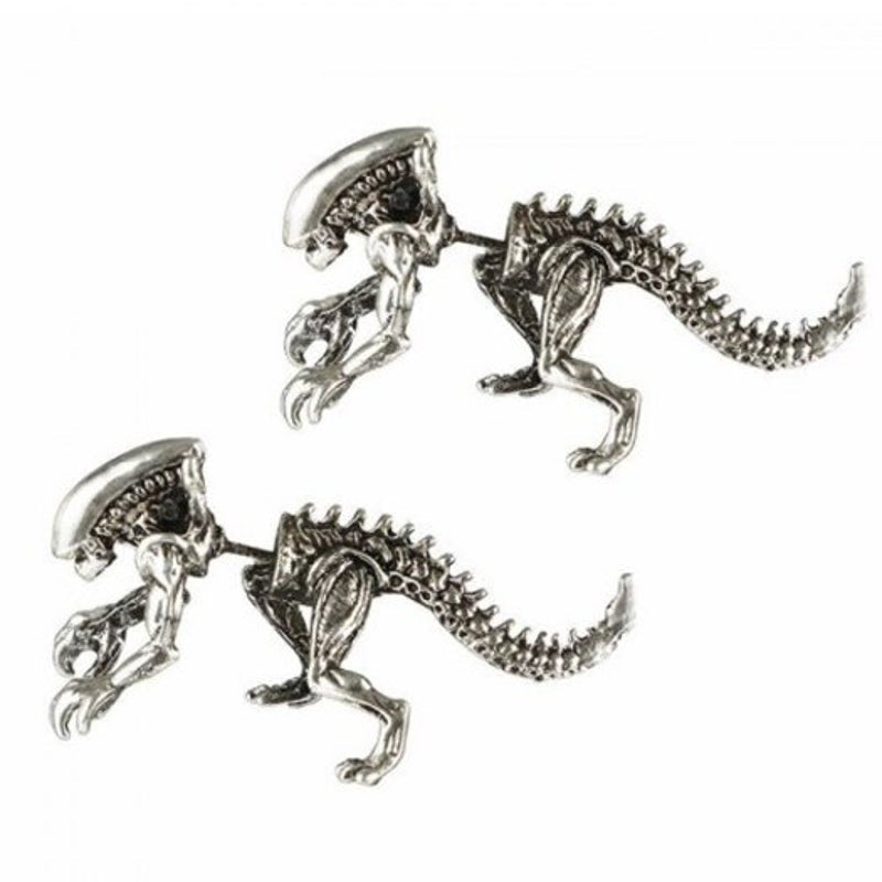 Veile Studios Dinosaur Skeleton Ear Jackets Silver