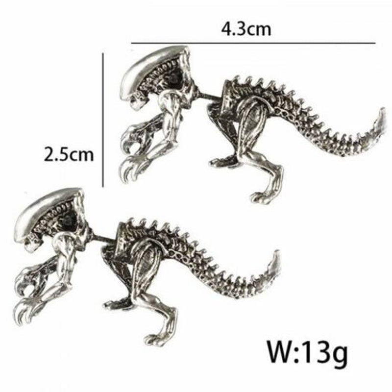 Veile Studios Dinosaur Skeleton Ear Jackets Silver
