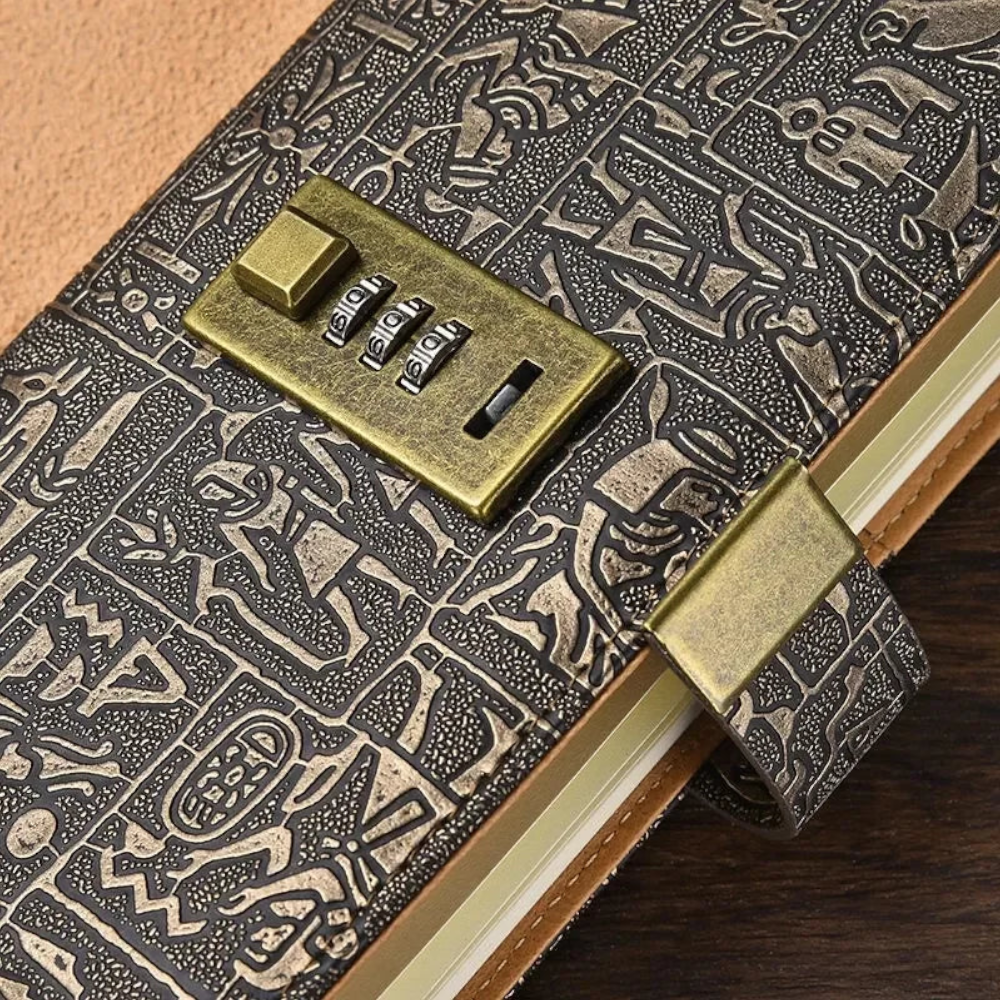 Password Notebook A6 A5 B5 Ancient Egyptian Leather Secret Diary With Lock Holiday Gift Travel Book Office Journals