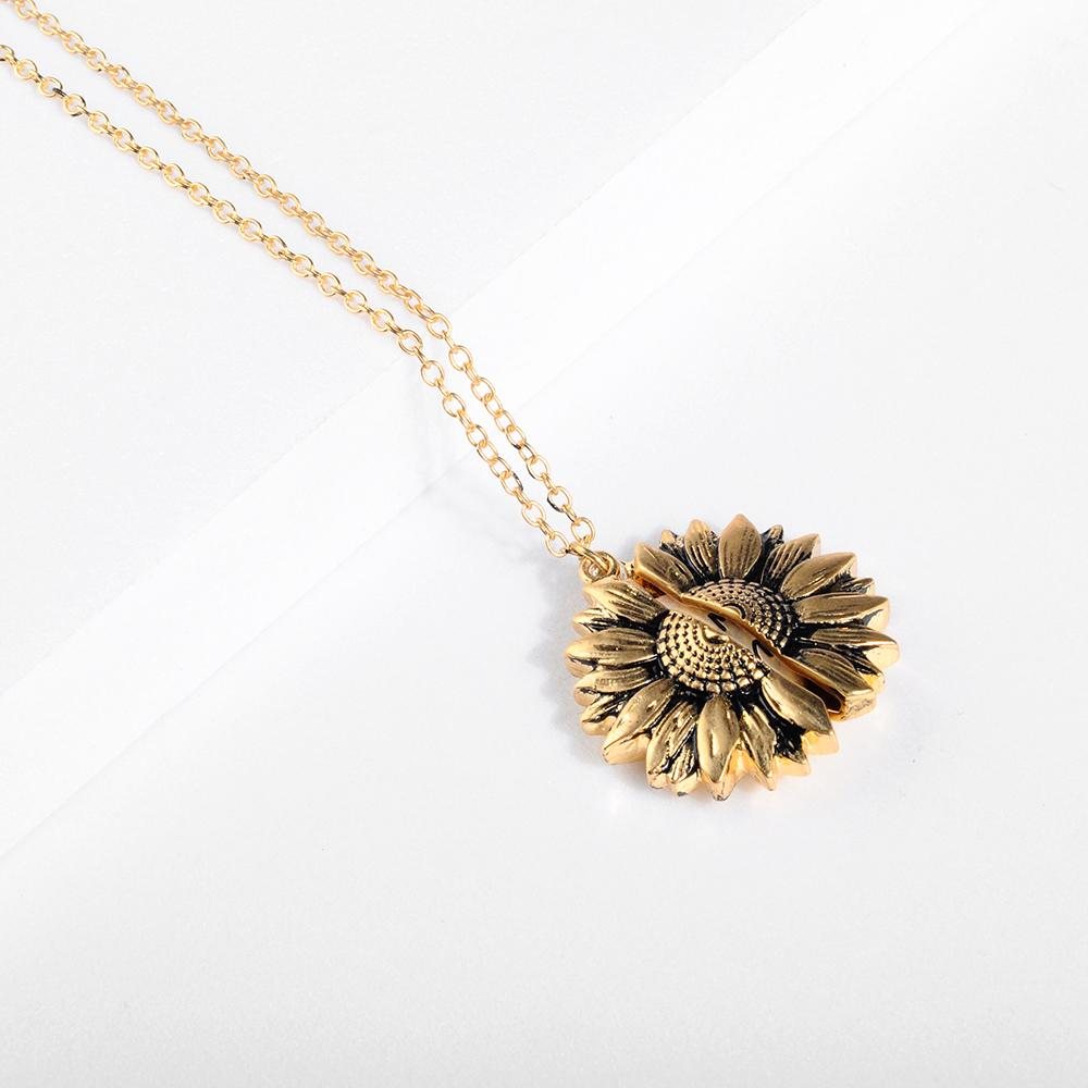 Vintage Sunflower Locket Pendant Necklace Boho Jewellery