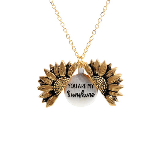 Vintage Sunflower Locket Pendant Necklace Boho Jewellery