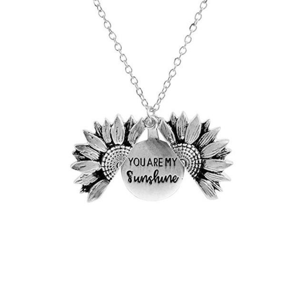Vintage Sunflower Locket Pendant Necklace Boho Jewellery