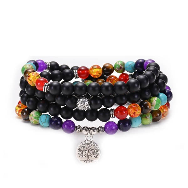 Veile Studios Volcanic Stone Chakra Bead Bracelet Necklace