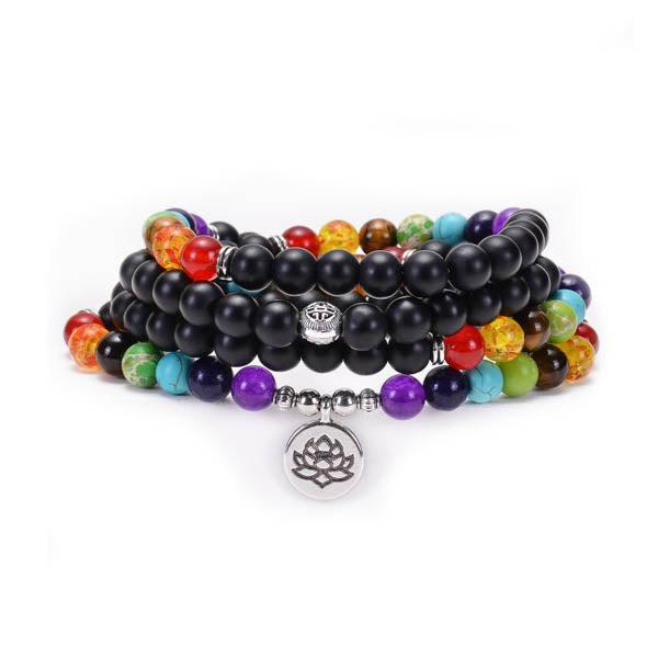 Veile Studios Volcanic Stone Chakra Bead Bracelet Necklace