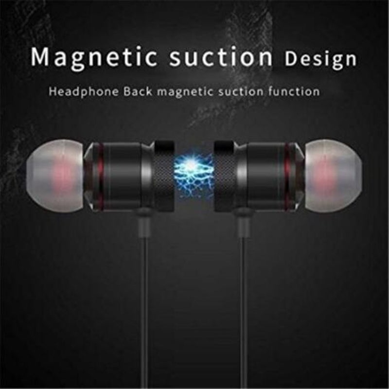 W11 001 Wireless Bluetooth Headset Metal Magnetic Stereo Sports Bass Suitable For All Phones Red