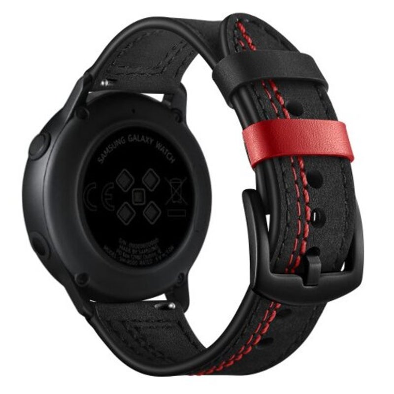 Watch Band For Samsung Galaxy Active Genuine Leather Steel Clasp Black 20Mm
