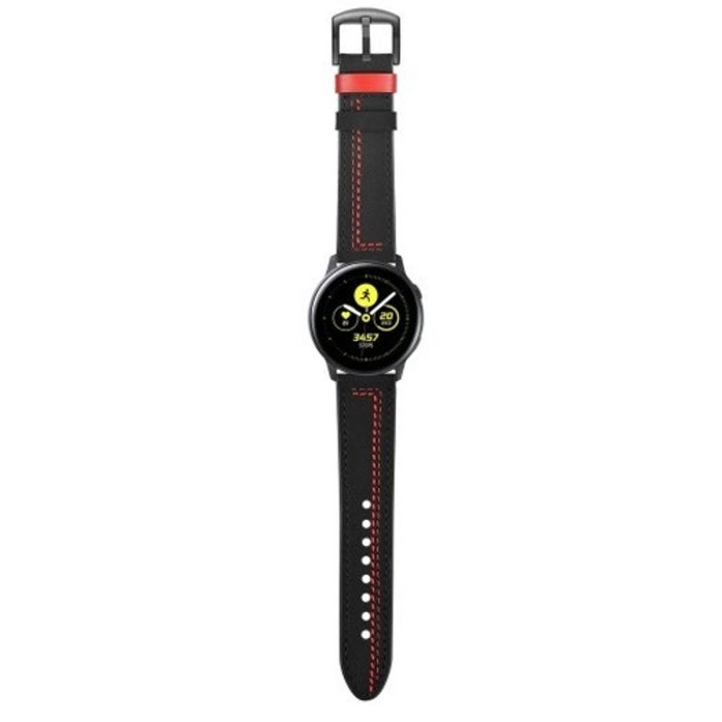 Watch Band For Samsung Galaxy Active Genuine Leather Steel Clasp Black 20Mm