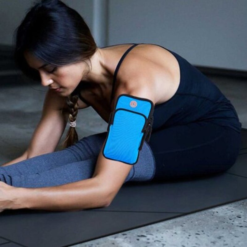 Waterproof Outdoor Sports Cellphone Arm Bag Running Fitness Riding Armband Blue