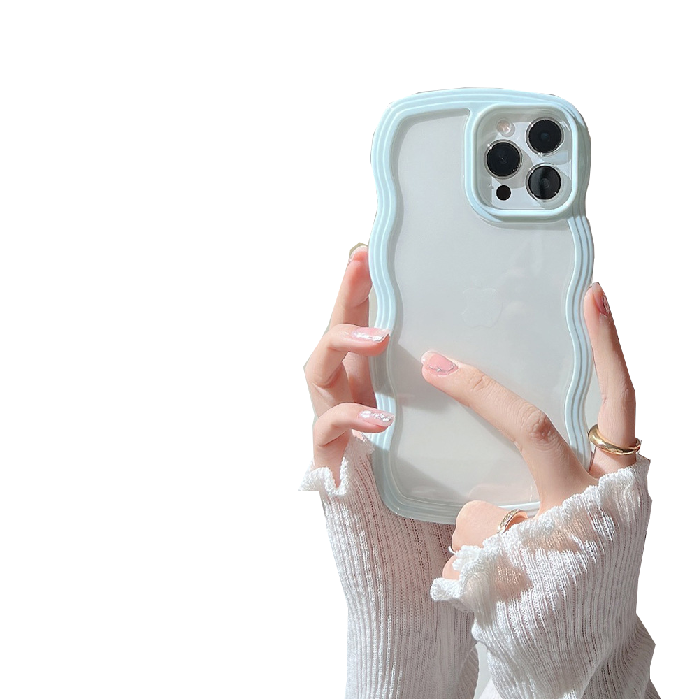 Wave Border Mobile Phone Case Solid Color Simple Candy