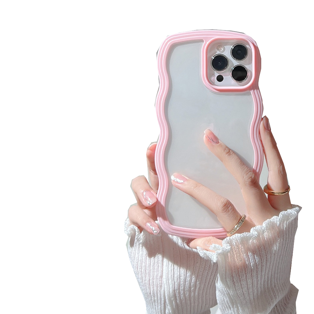 Wave Border Mobile Phone Case Solid Color Simple Candy