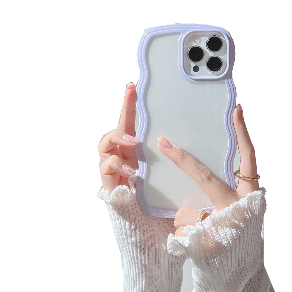 Wave Border Mobile Phone Case Solid Color Simple Candy