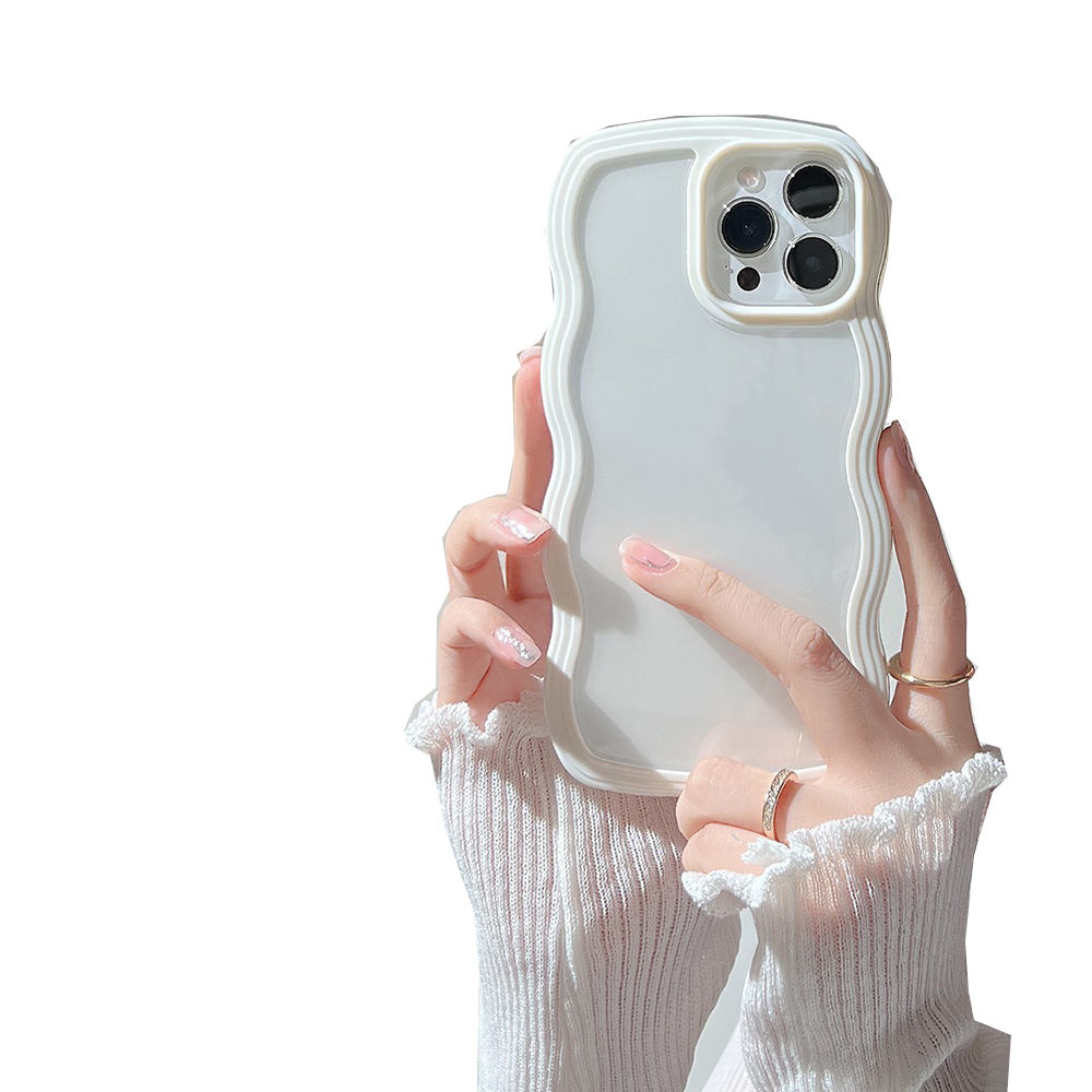Wave Border Mobile Phone Case Solid Color Simple Candy