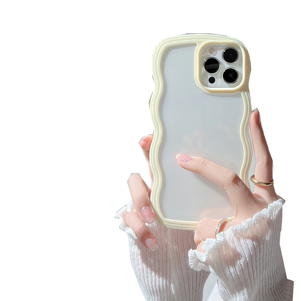 Wave Border Mobile Phone Case Solid Color Simple Candy
